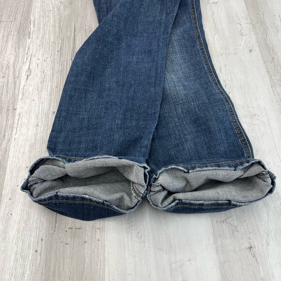 London Jean Stretch Y2K High Rise Wide Leg Flare Button Fly Jeans *Hemmed 6 - Picture 6 of 11